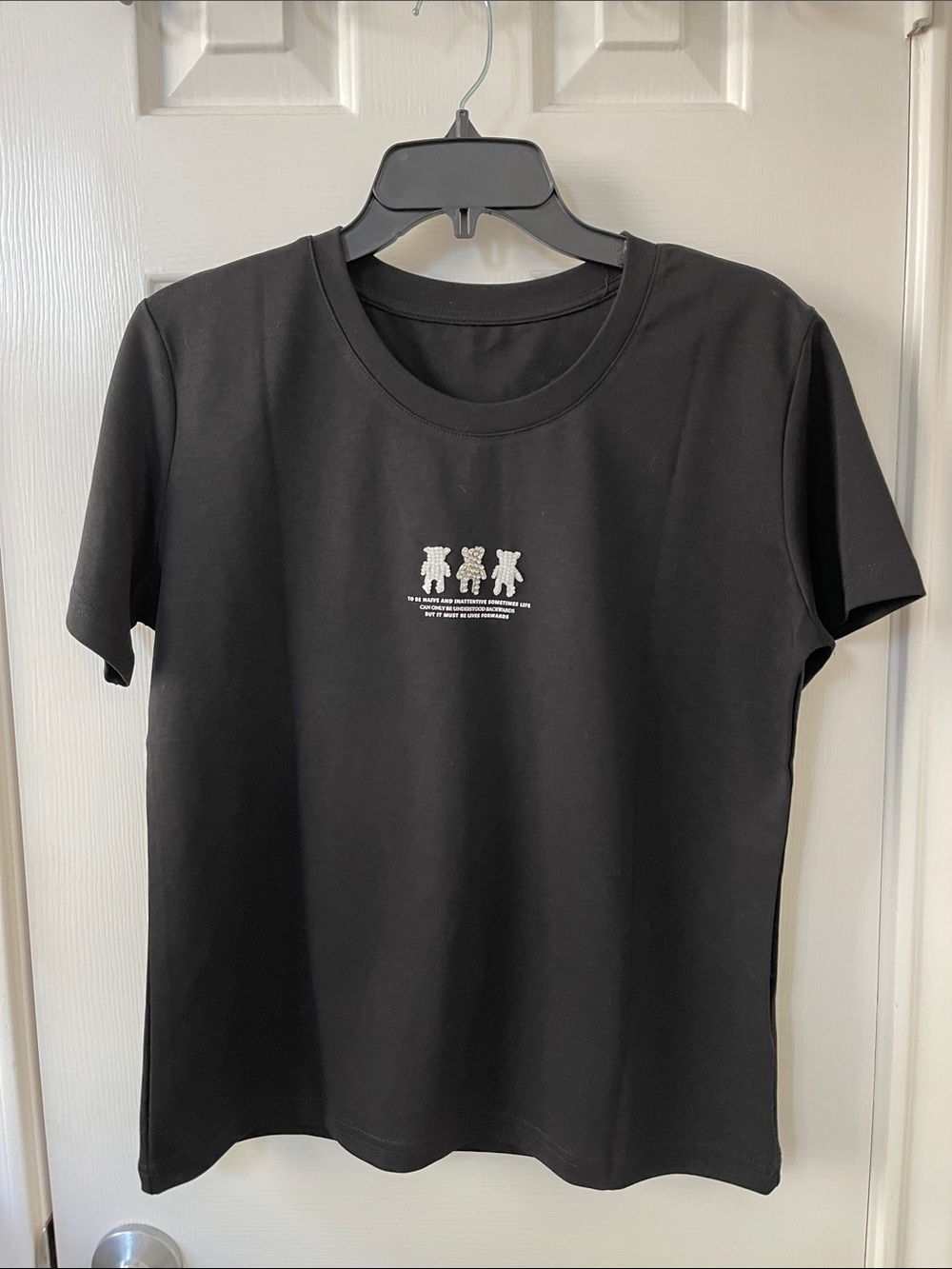 NWOT Black Women Tee with Bear Icons